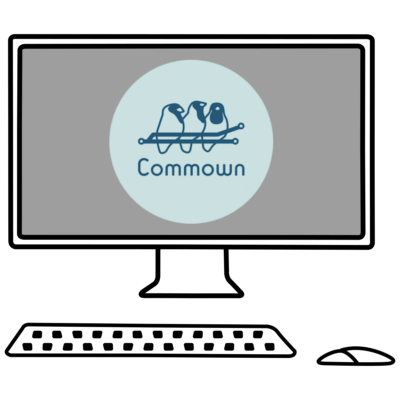 Computer with Commown logo