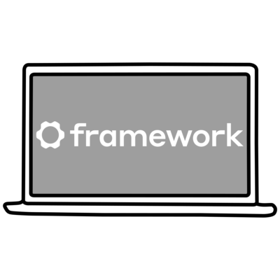 Laptop with framework logo